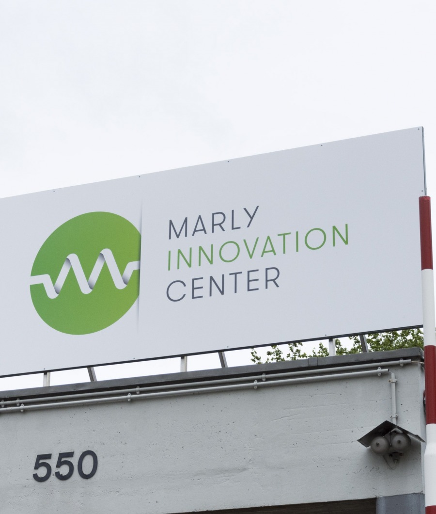image de présentation du mandat de signalétique, panneaupour notre client "Marly Innovation Center